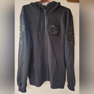 NWOT Pro Standard Chicago Cubs Triple Black Zip Logo Embroidered Hoodie Mens XL